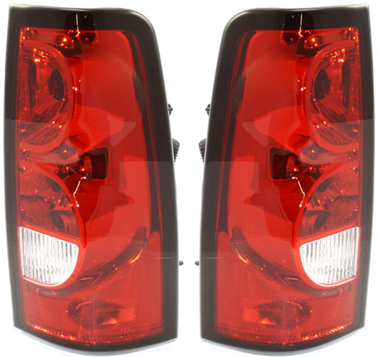 Replacement® 2005 Chevrolet Silverado 1500 Base - Driver and Passenger Sides Tail Lights, with Bulbs, Halogen, Fleetside SET-C730163