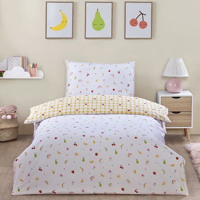 Summer Fruits Duvet Cover and Pillowcase Set - White | Wilko