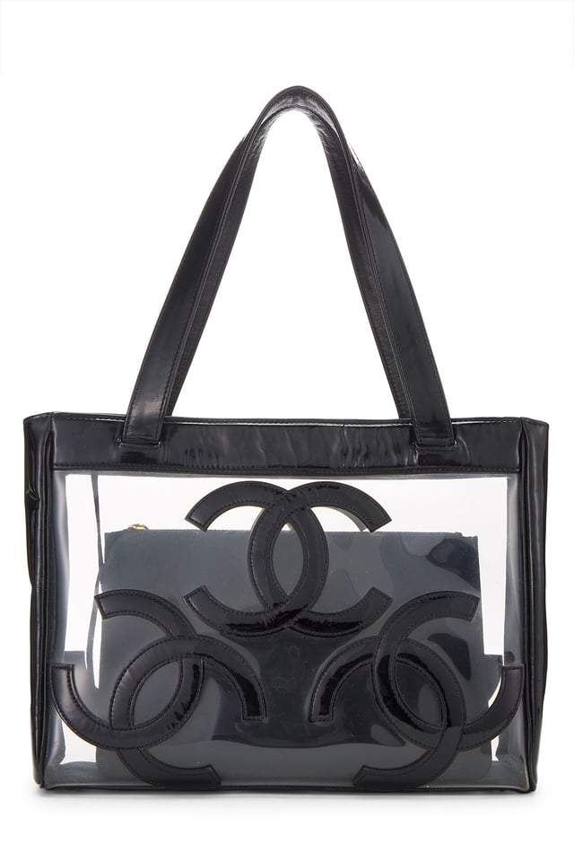 Black Leather & Vinyl 3 'CC' Tote Medium