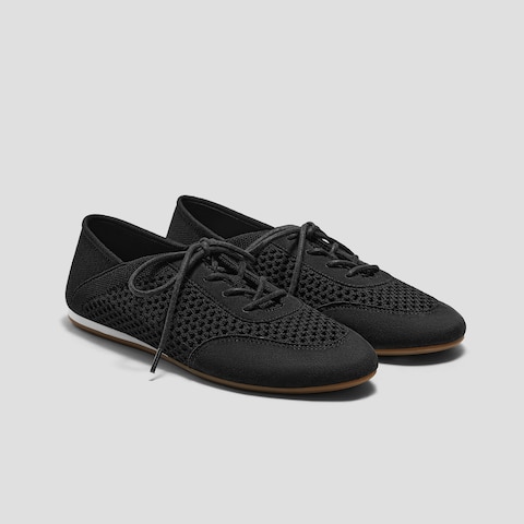 Round-Toe Lace-Up Mesh Sneakers (Yara)