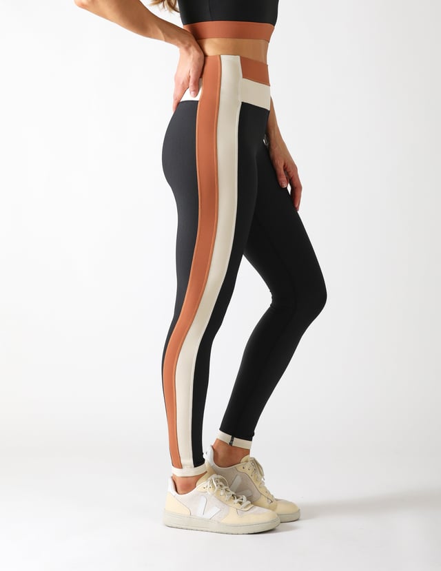Directional Legging: Black/Oatmilk/Cinnamon