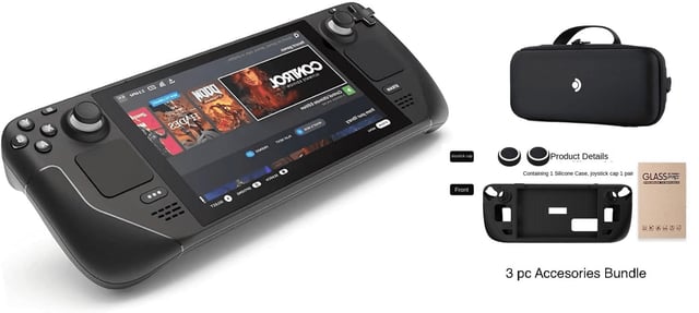 Valve Steam Deck 2TB Upgraded Handheld Gaming Console with Carring case, 16GB RAM, 1280 x 800 LCD Display, Silicone Soft Cover Protector & Joystic Cap & Tempered Glass Film Bundle