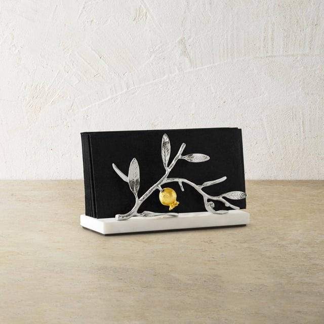 Pomegranate Silver & Gold Vertical Napkin Holder