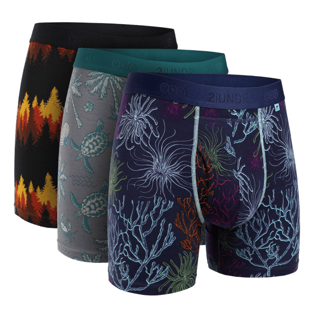 Swing Eco 6" Boxer Brief - Print 3 Pack - Fir-Tortugas-Undrsea