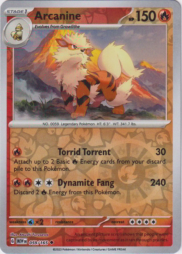 Arcanine - 059/165 - Scarlet & Violet 151 - Reverse Holo
