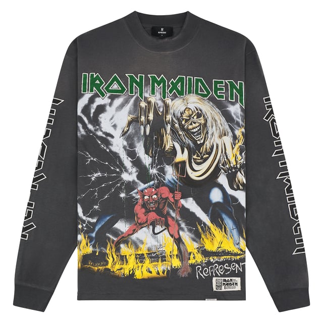 Iron Maiden Number Of The Beast L/S Tee | Sunfade Grey