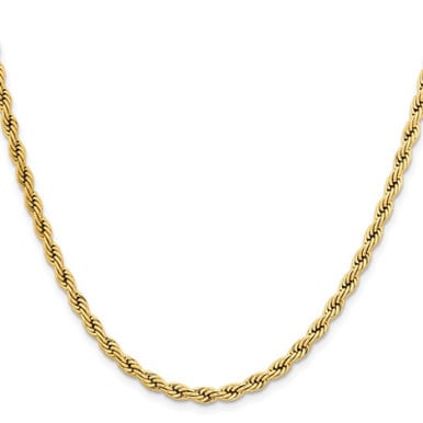 4MM Gold-Tone Plated Stainless Steel Rope 20" Chain