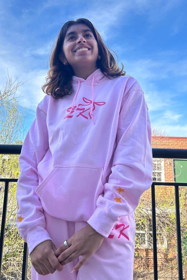 Light Pink Bows & Stars Sorority Hoodie