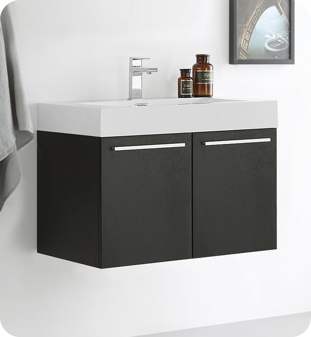 Fresca FCB8089BW-I Vista 30" Black Modern Bathroom Vanity with Integrated Sink