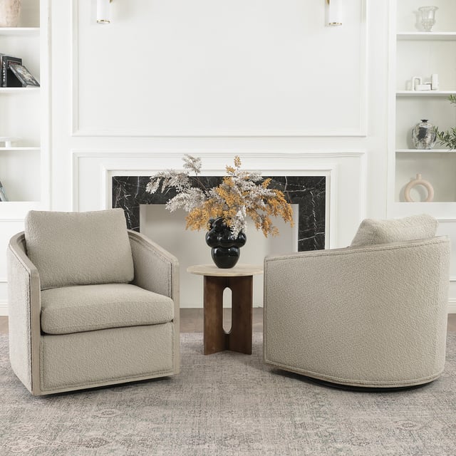 Holl Performance Fabric Upholstered Swivel Chair