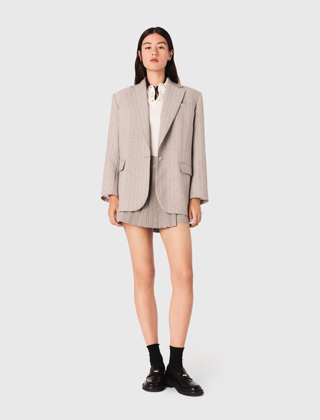 Rhinestone striped suit blazer
