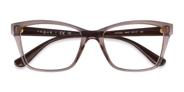 Vogue Eyewear VO5420 - Rectangle Transparent Brown Frame Glasses For Women | Eyebuydirect
