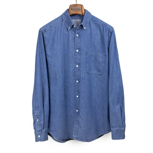 Button down collar shirt in medium washed denim