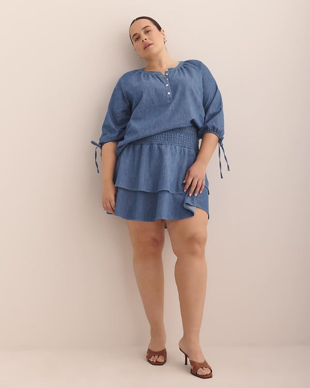 Pull-On Denim Short Ruffle Skirt - d/C JEANS