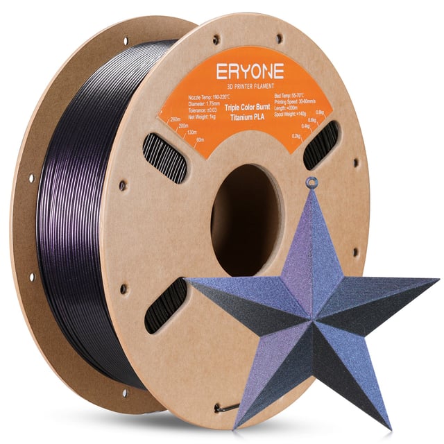 (Bundle Sale) PLA Burnt Titanium Triple Color Filament，1kg  (MOQ:10 Rolls,Mixable )