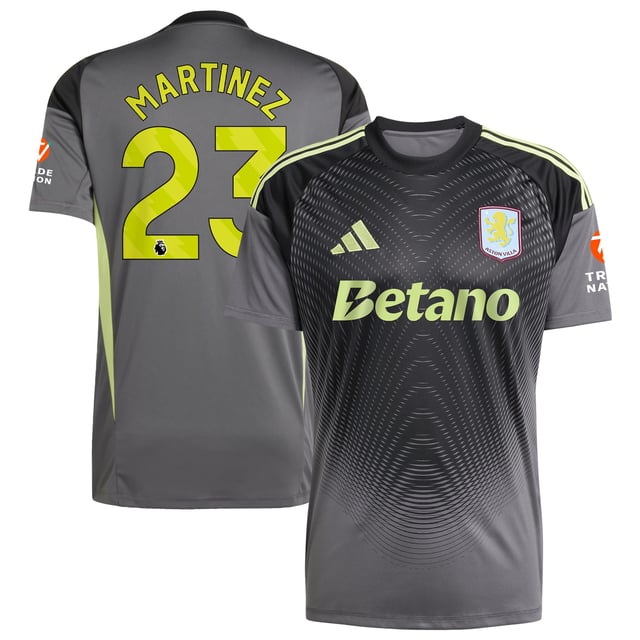 Aston Villa adidas Goalkeeper Shirt 2025-26 with Martinez 23 printing