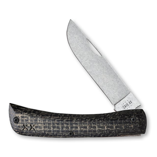 Case XX Crossroads Series XR Sod Buster Jr S35VN Black Burlap Canvas Laminate/Lime Green G-10 CA66382