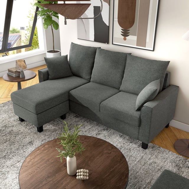Norman Modern L-Shaped Reversible Sofa Sectional with Cushions