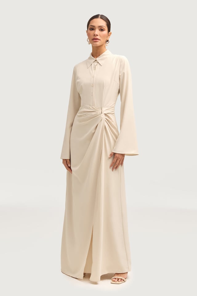 Tamara Wrap Maxi Dress - Stone