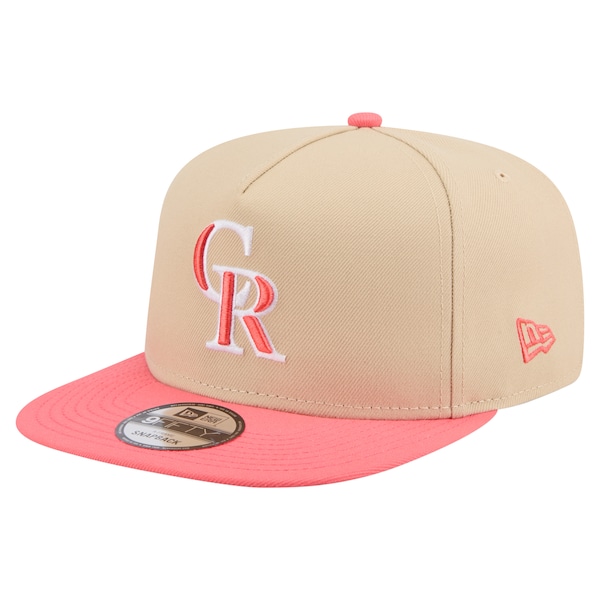 Men's Colorado Rockies  New Era Light Beige/Coral Color Pack A-Frame 9FIFTY Snapback Hat