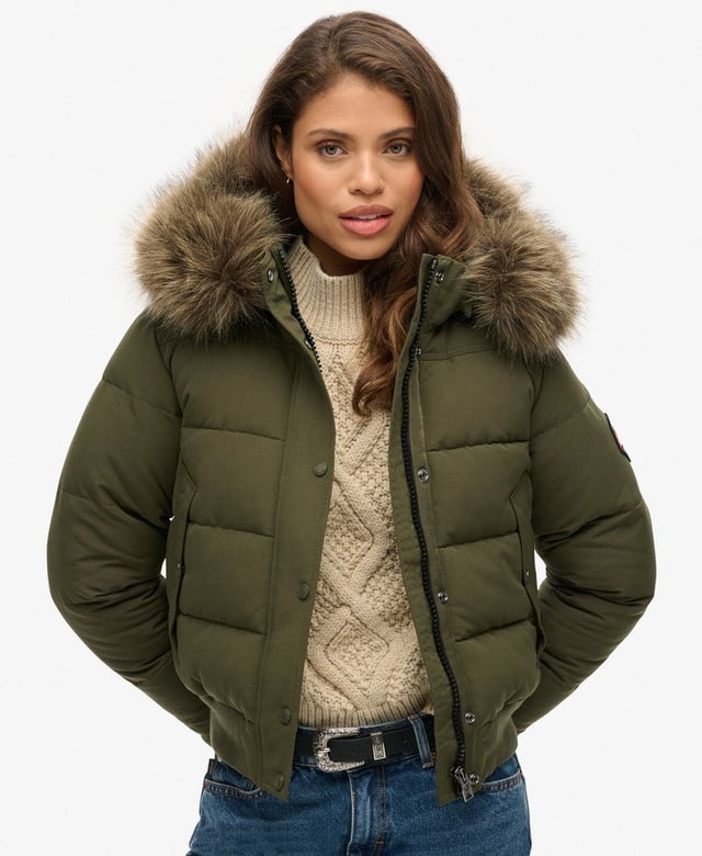 Everest Hooded Bomber Jacket | Army Khaki
