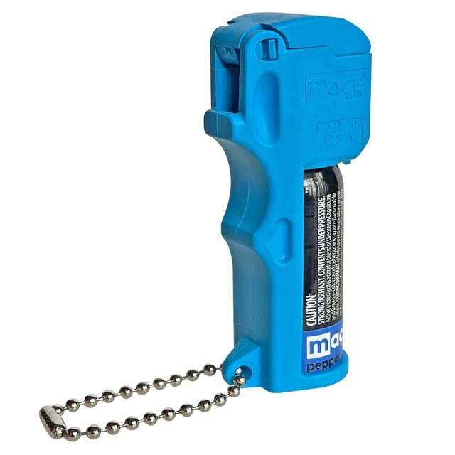 3-IN-1 Tear Gas Enhanced Mace Pepper Spray, ideal self defense keychain for women, 10 ft range, Made in the USA- Blue