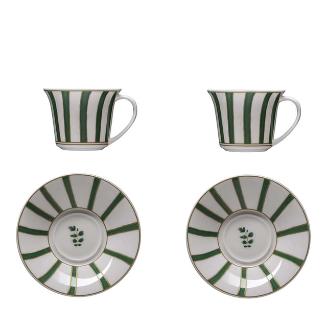 Striche Verdi Set of 2 Coffee Cups with Saucers