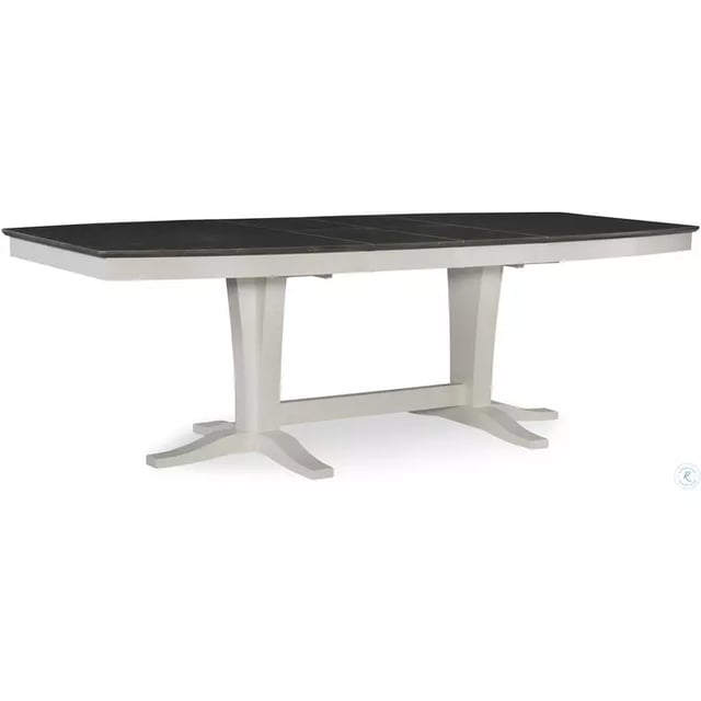 Cosmopolitan White and Gray Milano Double Pedestal Extendable Dining Table