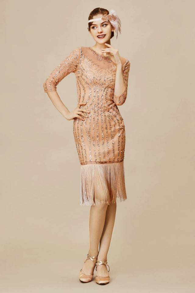 Vintage Sheer Sleeve Cocktail Party Dress