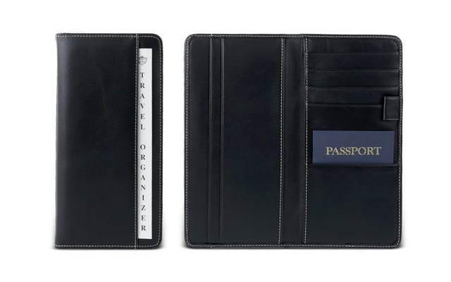 Pristine Personalized Leather Travel Organizer | Barrington