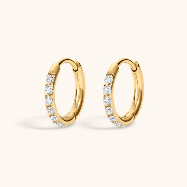 Mini Eternity Hoop Earrings in Titanium