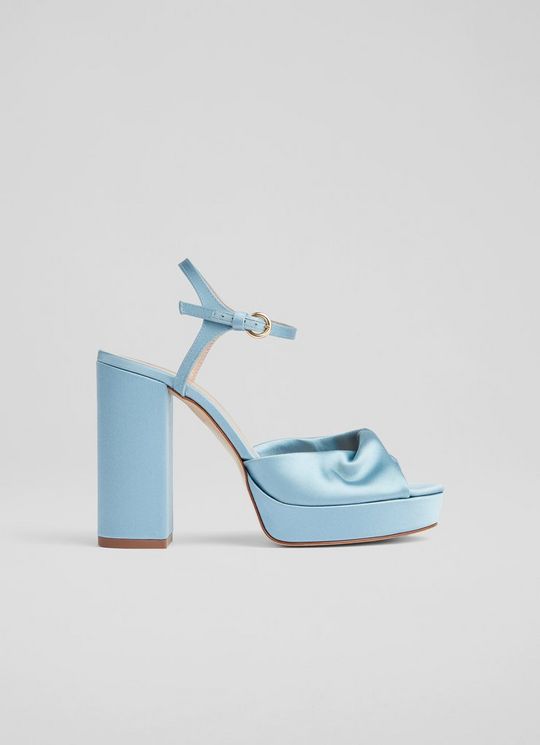 Rosa Pale Blue Satin Platform Sandals