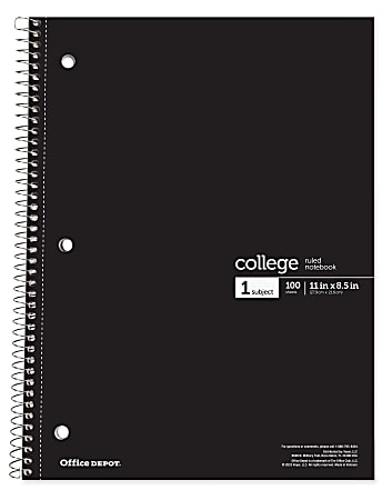 Office Depot® Wirebound Notebooks, 8 1/2" x 11", 1 Subject, College Ruled, 100 Sheets, Assorted Colors, Pack Of 6 Notebooks