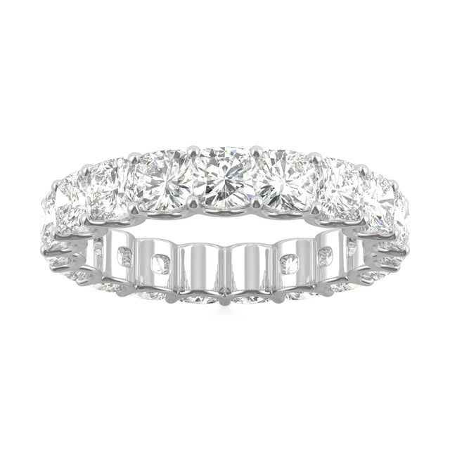4.18 CTW DEW Cushion Moissanite Eternity Band in 14K White Gold