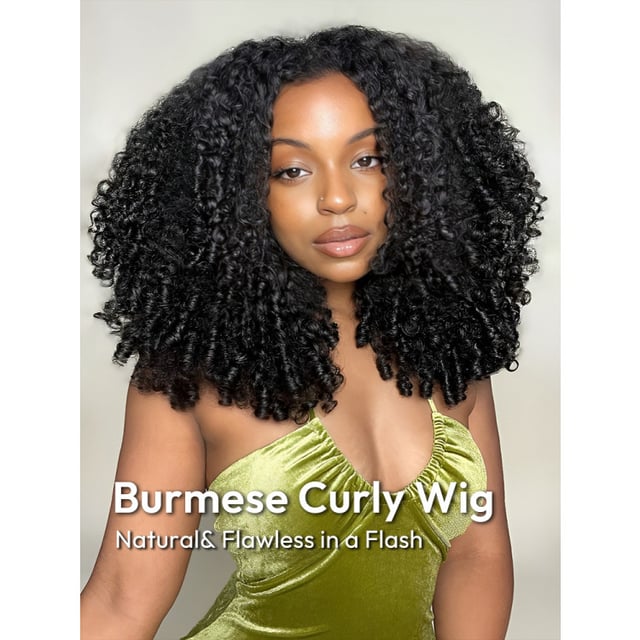 West Kiss Burmese Curly Wave 5x7 Human Hair Lace Front Wigs With 250% Density Ready To Go Wig Natural Hairline