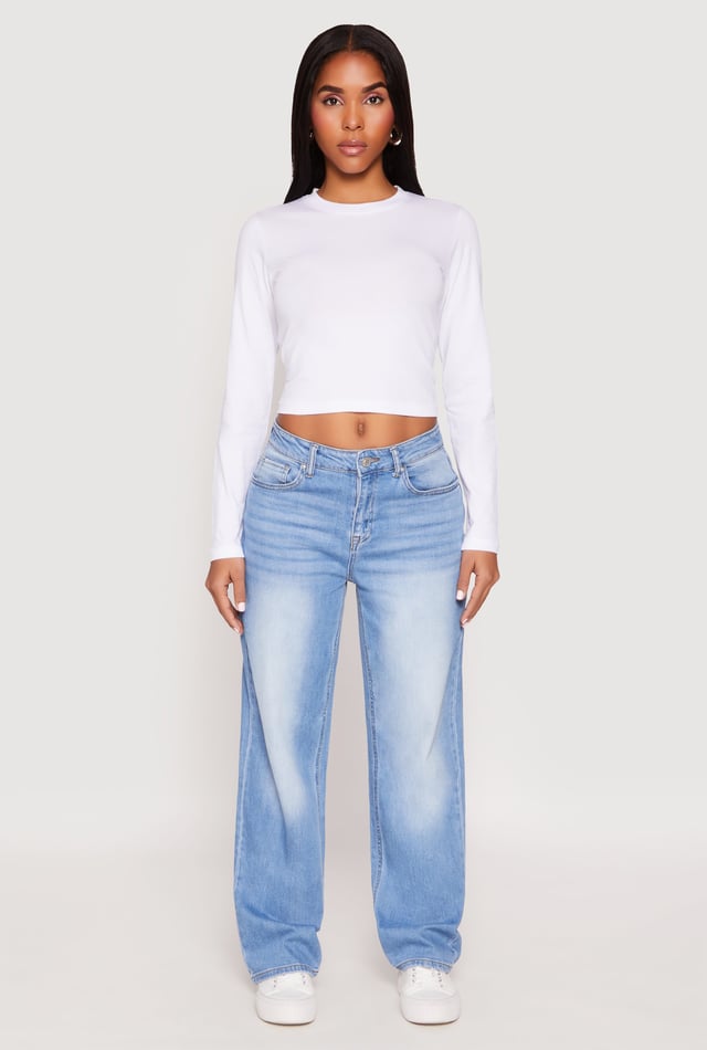 Long Sleeve Crew Neck Crop Top