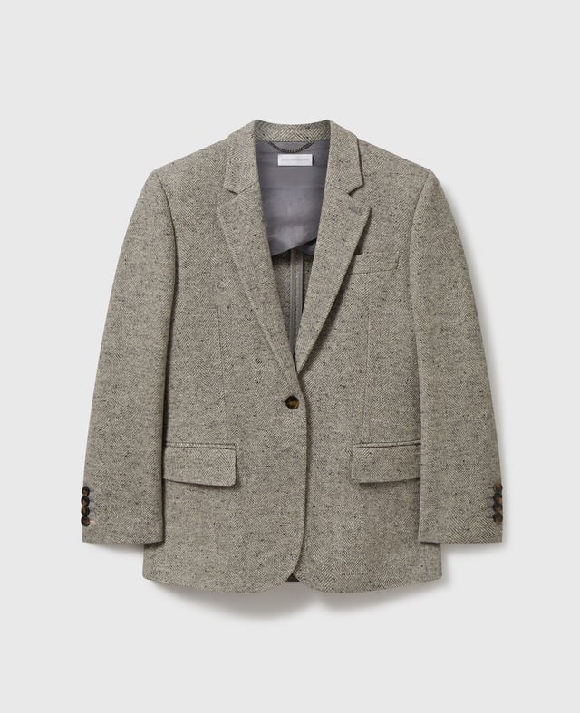 Single-Breasted Herringbone Blazer