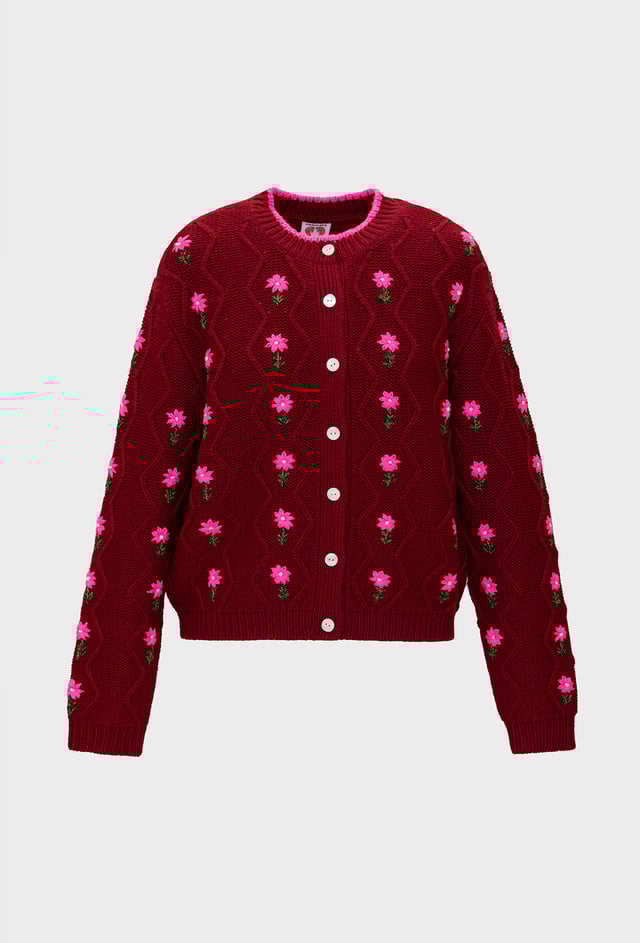 Bennett Cardigan - Maroon/Pink