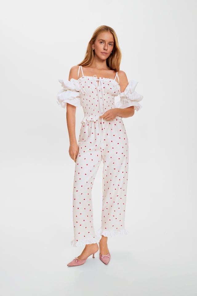 Puff Linen Lounge Pants in Strawberries