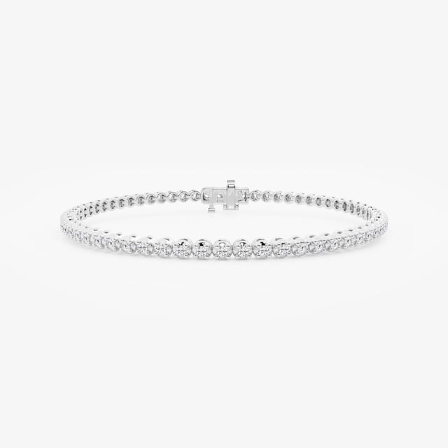 1 ctw Round Lab Grown Diamond Four-Prong Tennis Bracelet - 7 Inches 14K White Gold, E+, VS1+