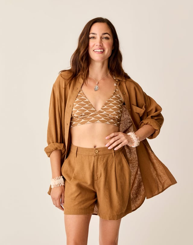 Taylor Linen Tunic: Rum Chambray