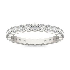 1 1/3 CTW Round Caydia Lab Grown Diamond Scallop Edge Eternity Band Ring 18K White Gold