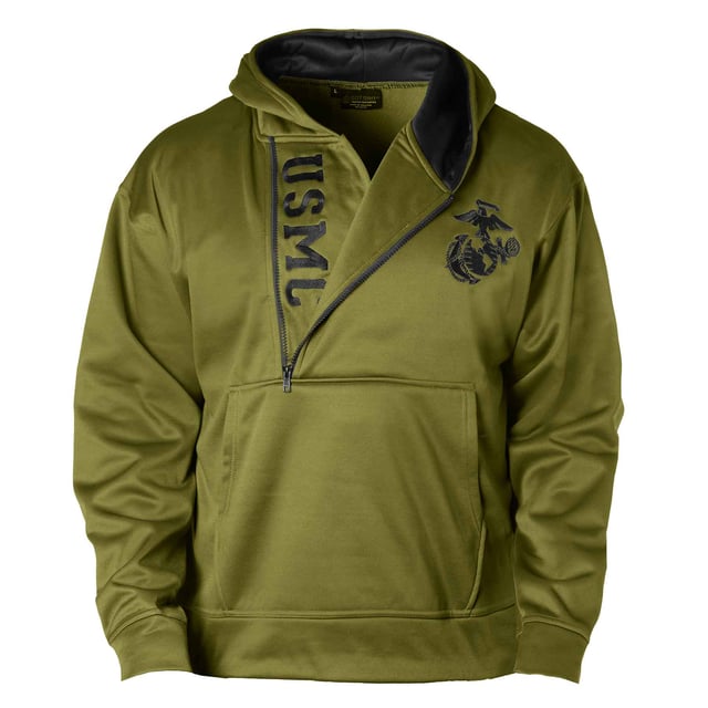 USMC Half Zip Hoodie- OD green