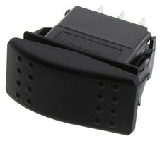 Rocker Switch, (On)-None-(On), DPDT, Non Illuminated, Panel Mount, Black, V Series