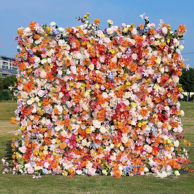 Colorful Artificial Wedding Flower Wall Backdrop For Event Wedding&Birthday Decoration
