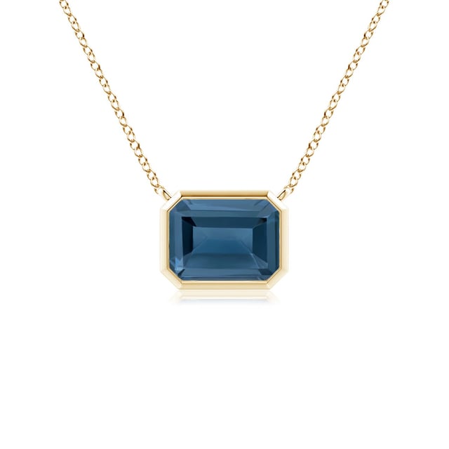East-West Bezel-Set Emerald-Cut London Blue Topaz Pendant