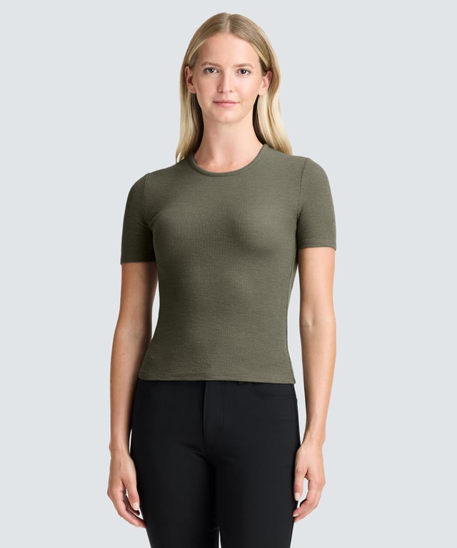 Women's Rib Fitted Crew Neck T-Shirt