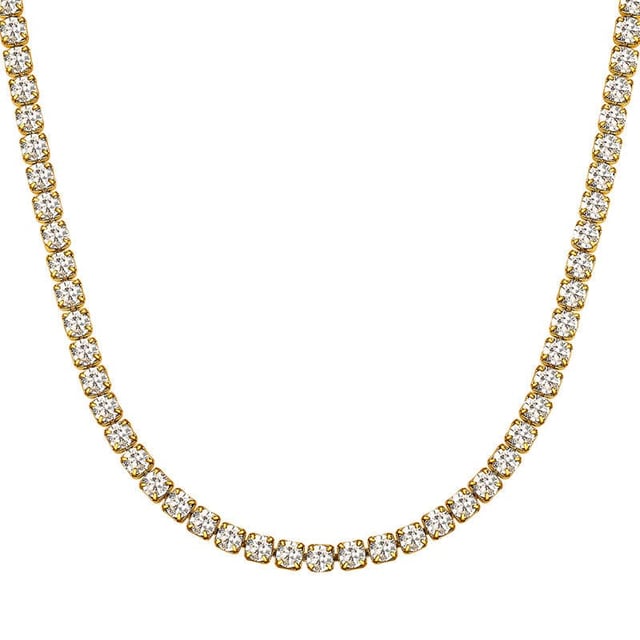 Women's Diamond Tennis Chain Gold Plated Cubic Zirconia Hip Hop Necklace