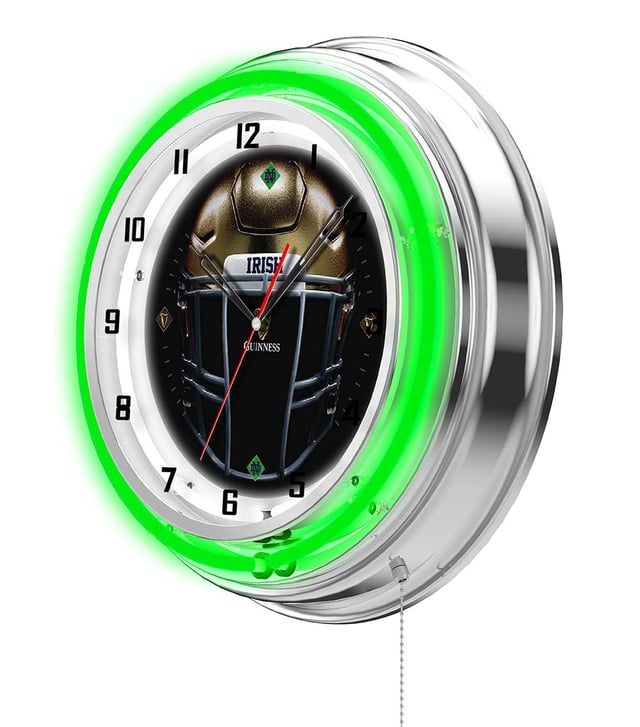 Guinness Notre Dame Helmet Double Neon Wall Clock