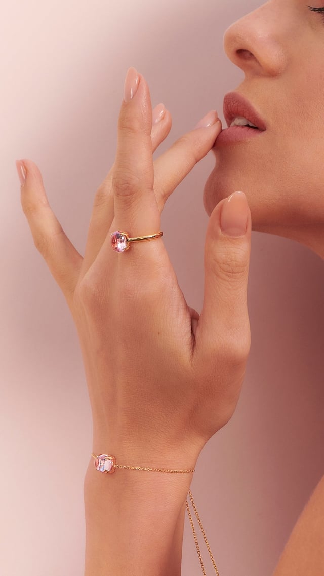 Cabochon Ring Padparadscha Gold Vermeil